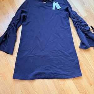 Sanctuary Dress XL Long Ruched Bell Sleeve Deep Navy (almost black) Dress NWT